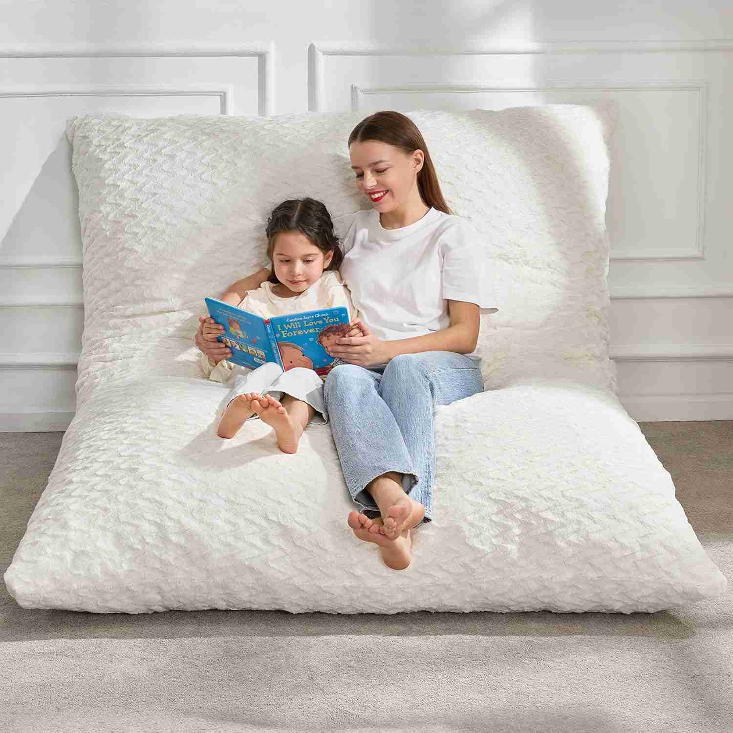 Hobestluk 3 in 1 Bean Bag Chair Giant Bean Bag Chairs for Adults with Chevron Plush Fur Cover Convertible Bean Bag Floor Cushion with Machine Washable Cover for Living Room (Chevron Plush White) : Home & Kitchen | Rental Hobestluk 3 in 1 Bean Bag Chair Giant Bean Bag Chairs for Adults with Chevron Plush Fur Cover Convertible Bean Bag Floor Cushion with Machine Washable Cover for Living Room (Chevron Plush White) : Home & Kitchen | Rental