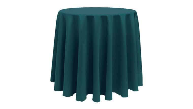 Polyester | Teal | 96″ Round Tablecloth Rental | Rental