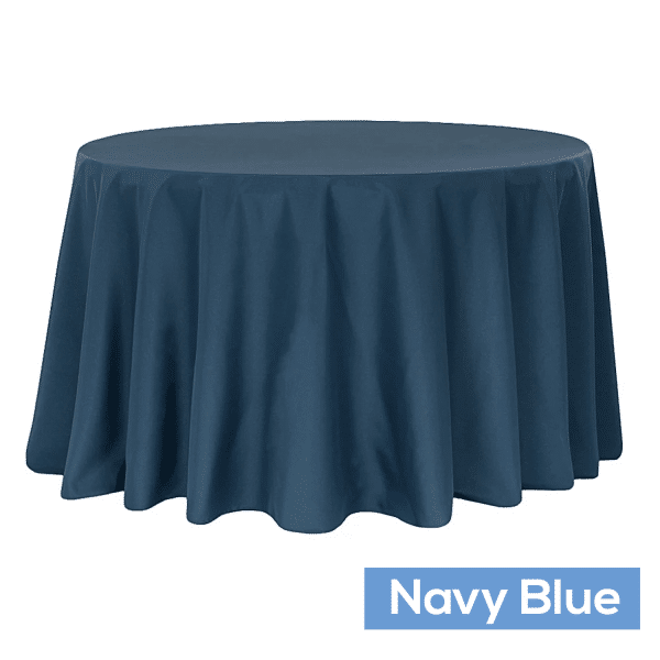 120″ Round 200 GSM Polyester Tablecloth – Navy Blue | Rental