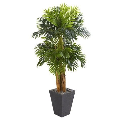 5.5’ Triple Areca Palm Artificial Tree in Slate Finish Planter | Rental 5.5’ Triple Areca Palm Artificial Tree in Slate Finish Planter | Rental