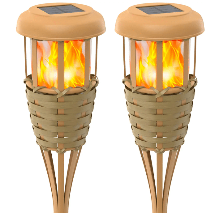Evelynsun Flickering Flames Solar Powered Lights – Upgraded Solar Torches Waterproof Outdoor Decorative Lighting Auto On/Off, Handmade Bamboo Finish | Rental Evelynsun Flickering Flames Solar Powered Lights – Upgraded Solar Torches Waterproof Outdoor Decorative Lighting Auto On/Off, Handmade Bamboo Finish | Rental