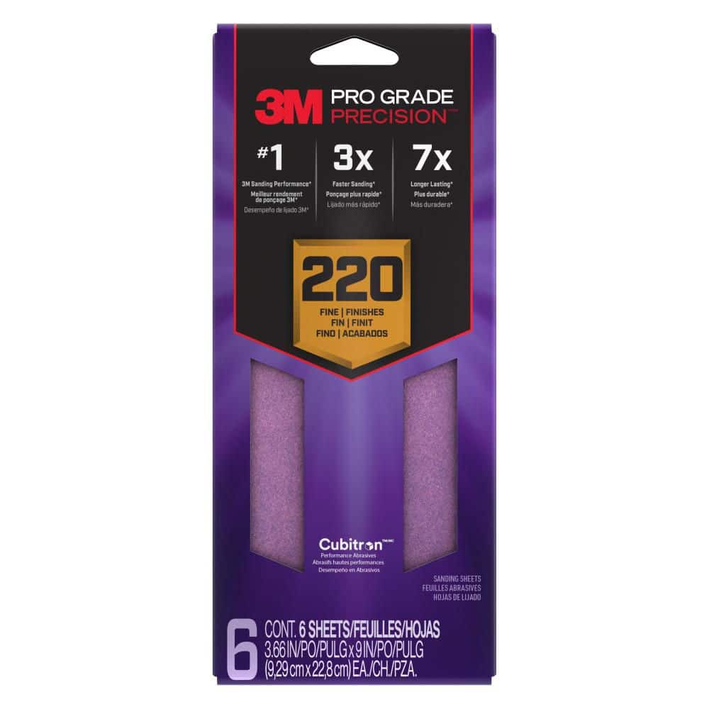3M — Pro Grade Precision 3 2/3 in. x 9 in. Fine 220-Grit Sheet Sandpaper (6-Pack) | Rental 3M — Pro Grade Precision 3 2/3 in. x 9 in. Fine 220-Grit Sheet Sandpaper (6-Pack) | Rental