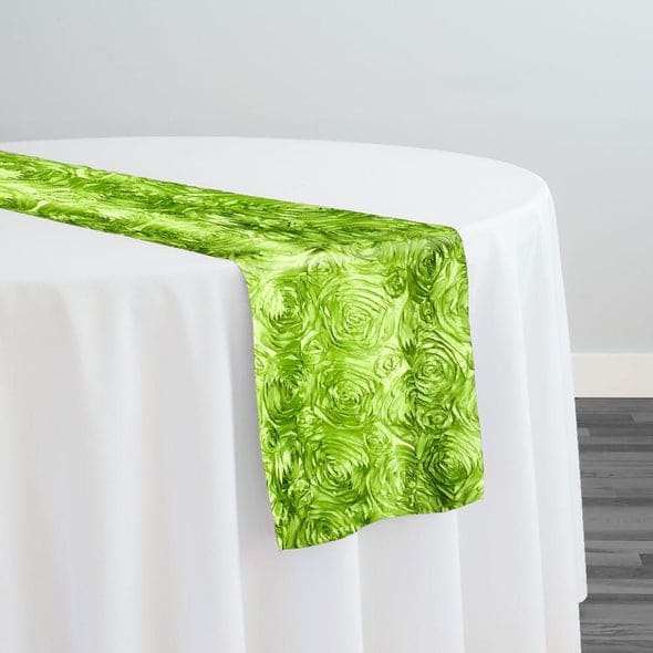 Rose Satin (3D) Table Runner in Lime | Rental