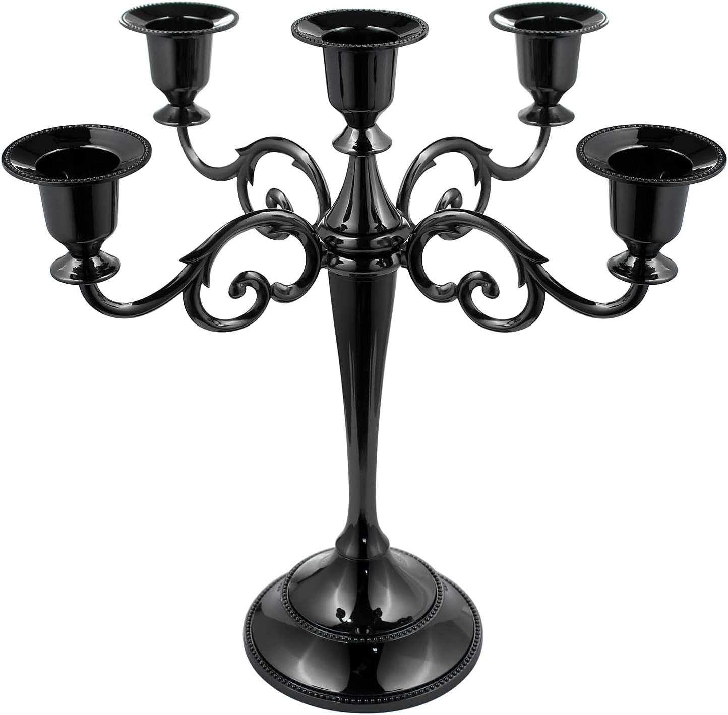 5-Candle Metal Candelabra 10.2 Inch Tall Candlestick Candle Holders for Home Decor Wedding Christmas Church Halloween Party, Black | Rental 5-Candle Metal Candelabra 10.2 Inch Tall Candlestick Candle Holders for Home Decor Wedding Christmas Church Halloween Party, Black | Rental