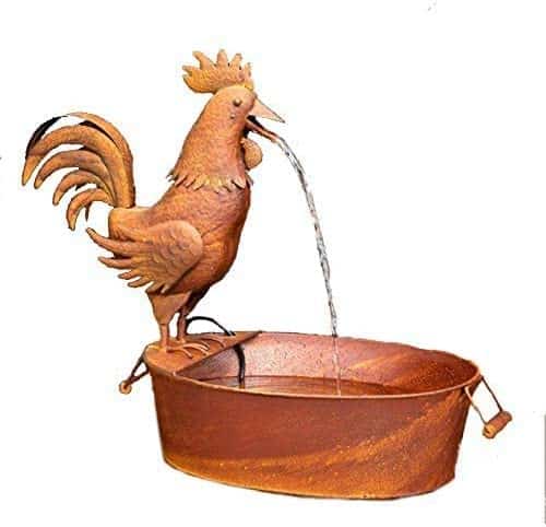 Folk Art Metal Rooster Fountain -Rustic Indoor and Outdoor Complete Tabletop Fountain w/Pump & Tubing 27 in. x 15 in. x 25 in. | Rental Folk Art Metal Rooster Fountain -Rustic Indoor and Outdoor Complete Tabletop Fountain w/Pump & Tubing 27 in. x 15 in. x 25 in. | Rental