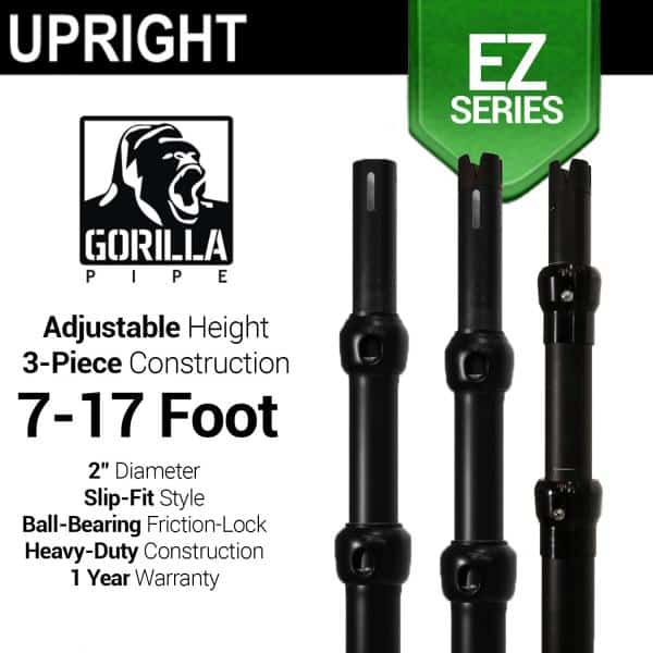 Black Anodized EZ Series – 3-Piece Adjustable Upright w/Slip-Lock (7ft-17ft) | Rental Black Anodized EZ Series – 3-Piece Adjustable Upright w/Slip-Lock (7ft-17ft) | Rental