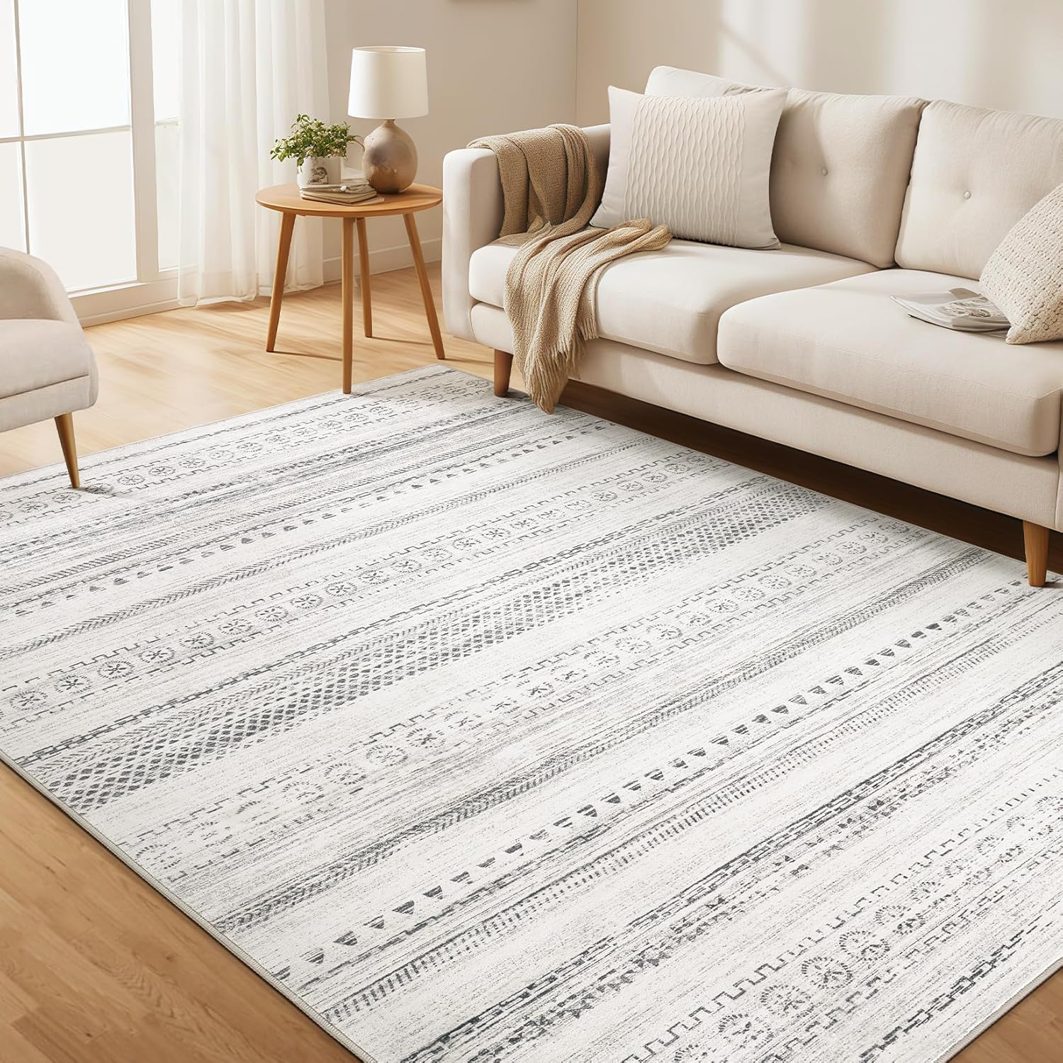 Farmhouse Geometric Bohemian Design Area Rug 5′ x 7′ Gray | Rental Farmhouse Geometric Bohemian Design Area Rug 5′ x 7′ Gray | Rental