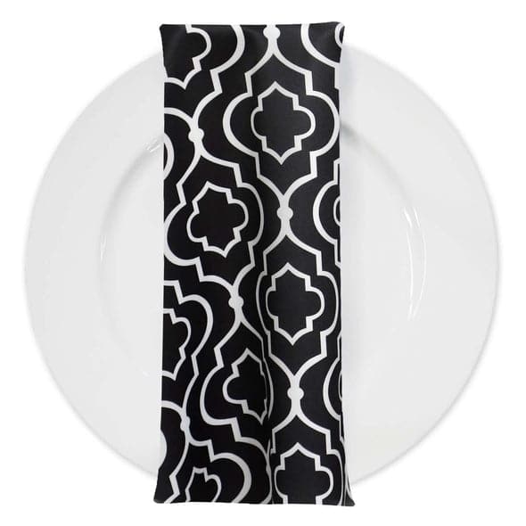 Gatsby Print (Lamour) Table Napkin in Black | Rental