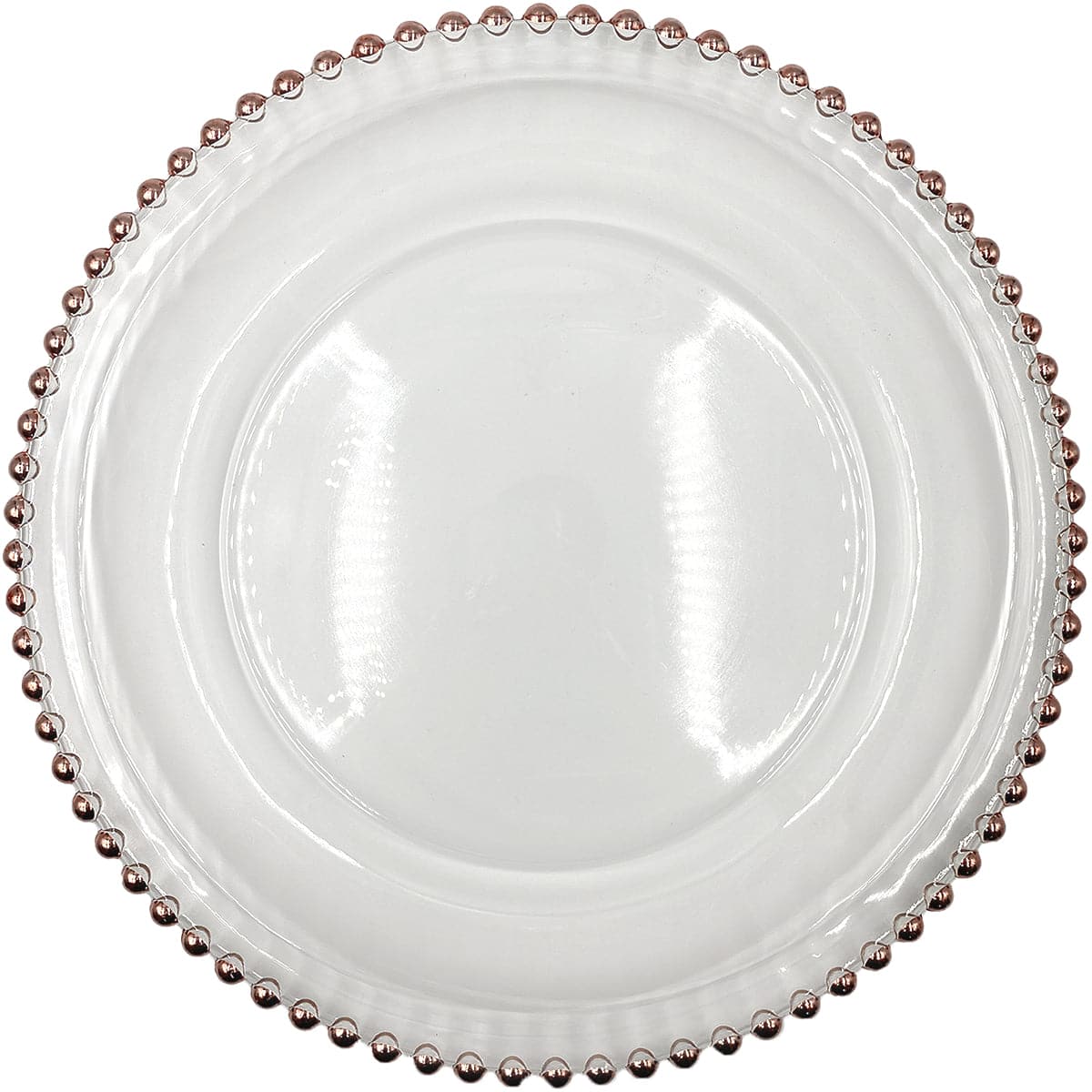 Beaded – Glass Charger Plate in Rose Gold (Item # 0239) | Rental Beaded – Glass Charger Plate in Rose Gold (Item # 0239) | Rental