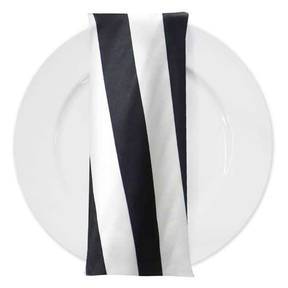 2″ Satin Stripe Table Napkin in Black and White | Rental