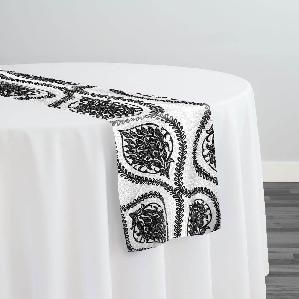 Mayfair (Slub Print) Table Runner in Black | Rental Mayfair (Slub Print) Table Runner in Black | Rental