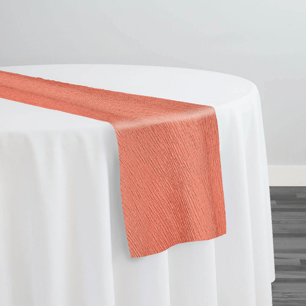 Bella Crepe Table Runner in Coral | Rental Bella Crepe Table Runner in Coral | Rental