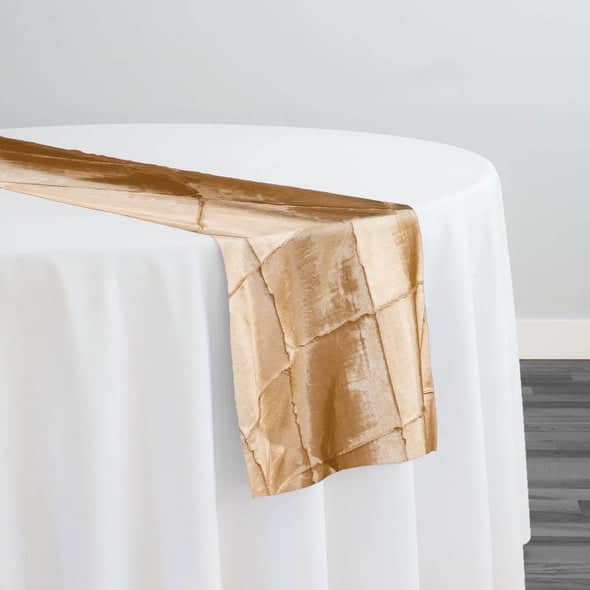 4″ Pintuck Taffeta Table Runner in Gold 902 | Rental 4″ Pintuck Taffeta Table Runner in Gold 902 | Rental