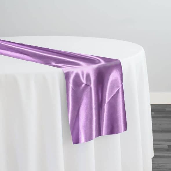 Bridal Satin Table Runner in Lavender 468 | Rental Bridal Satin Table Runner in Lavender 468 | Rental