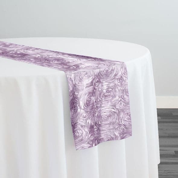 Rose Satin (3D) Table Runner in Lavender | Rental