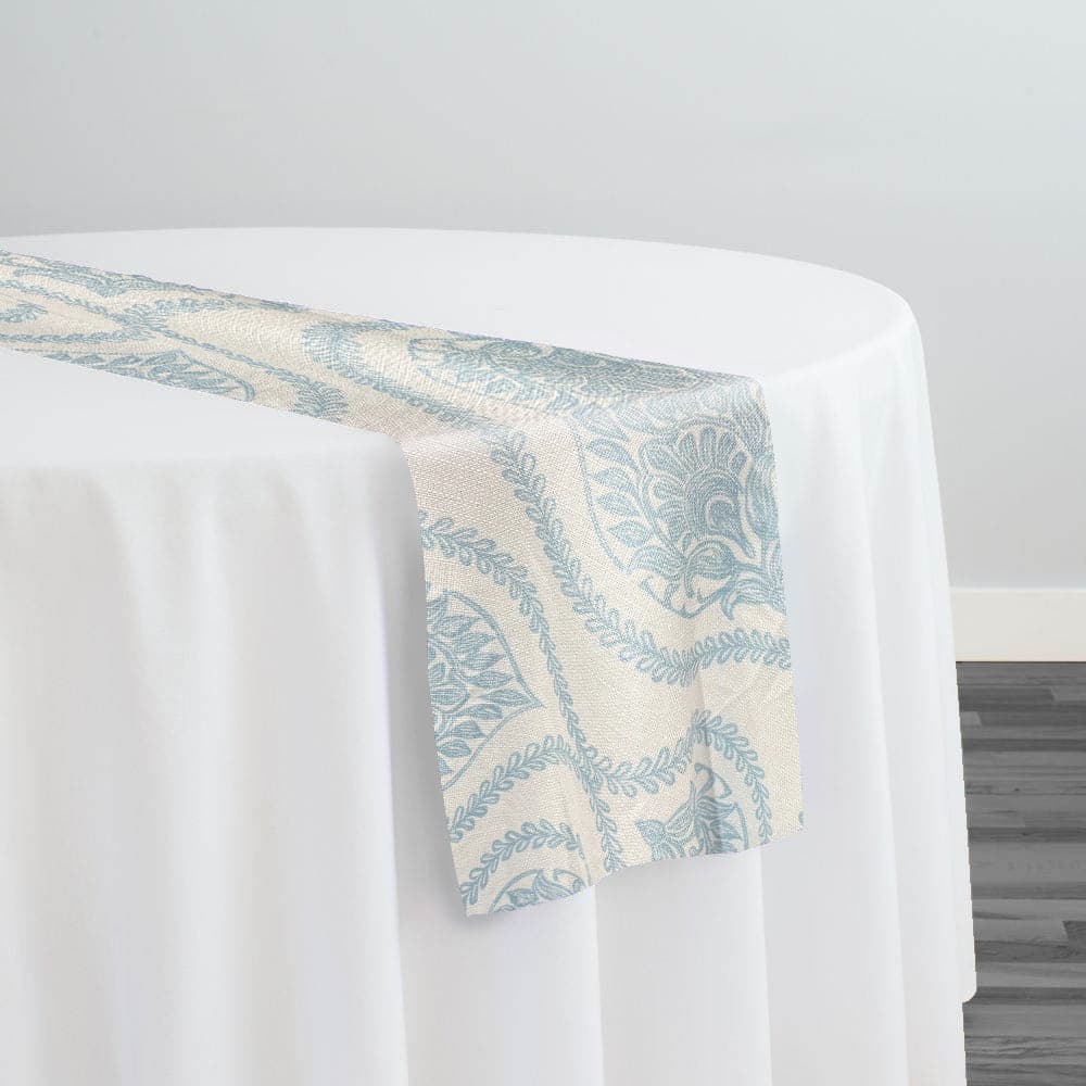Mayfair (Slub Print) Table Runner in Lt Blue | Rental Mayfair (Slub Print) Table Runner in Lt Blue | Rental