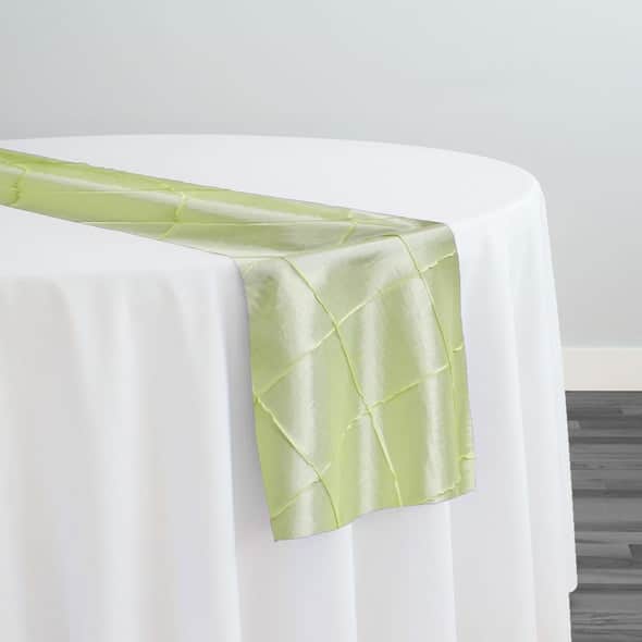 4″ Pintuck Taffeta Table Runner in LT Sage 090 | Rental 4″ Pintuck Taffeta Table Runner in LT Sage 090 | Rental