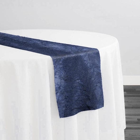 Crush Satin (Bichon) Table Runner in Navy | Rental Crush Satin (Bichon) Table Runner in Navy | Rental
