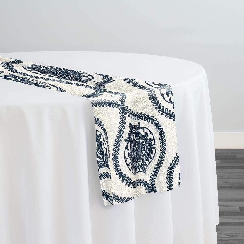 Mayfair (Slub Print) Table Runner in Navy | Rental Mayfair (Slub Print) Table Runner in Navy | Rental