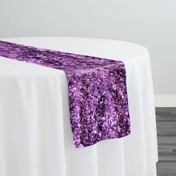 Curly Satin Table Runner in Plum | Rental Curly Satin Table Runner in Plum | Rental