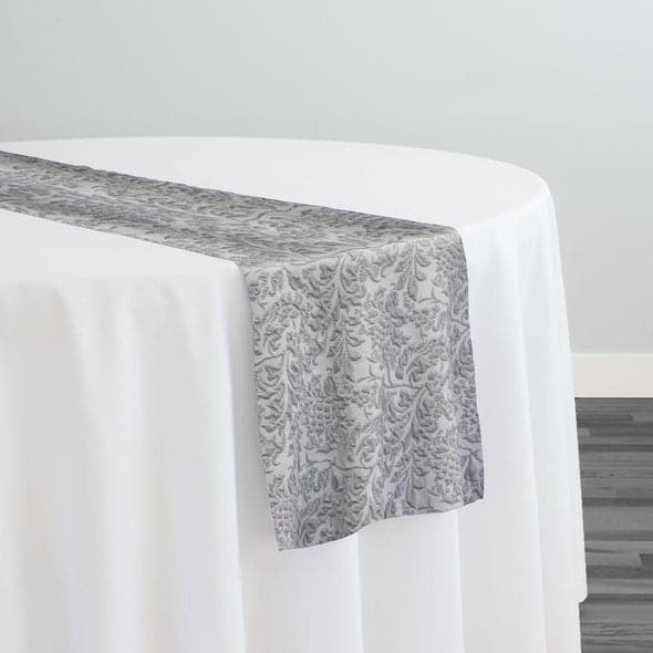 Lucia Jacquard Table Runner in Silver | Rental Lucia Jacquard Table Runner in Silver | Rental