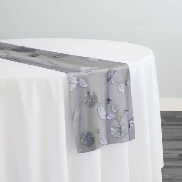 Lily Petal Table Runner in Silver | Rental Lily Petal Table Runner in Silver | Rental