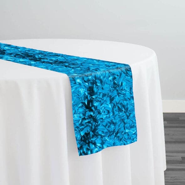 Curly Satin Table Runner in Turquoise | Rental Curly Satin Table Runner in Turquoise | Rental