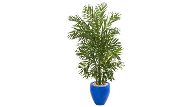 4’ Areca Palm Artificial Tree in Glazed Blue Planter | Rental 4’ Areca Palm Artificial Tree in Glazed Blue Planter | Rental