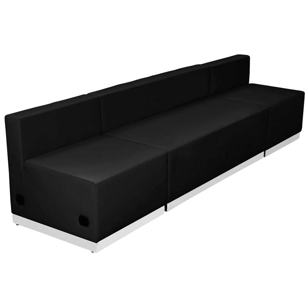 Flash Furniture — Hercules Alon 102.5 in. in 3-Pieces Black Bonded Leather Rectangular Sectional Sofa in Black with LeatherSoft Reception | Rental Flash Furniture — Hercules Alon 102.5 in. in 3-Pieces Black Bonded Leather Rectangular Sectional Sofa in Black with LeatherSoft Reception | Rental