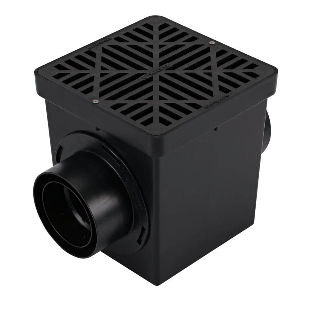 NDS — 9 in. x 9 in. Plastic Square Drainage Catch Basin in Black, 2 Opening Kit | Rental NDS — 9 in. x 9 in. Plastic Square Drainage Catch Basin in Black, 2 Opening Kit | Rental