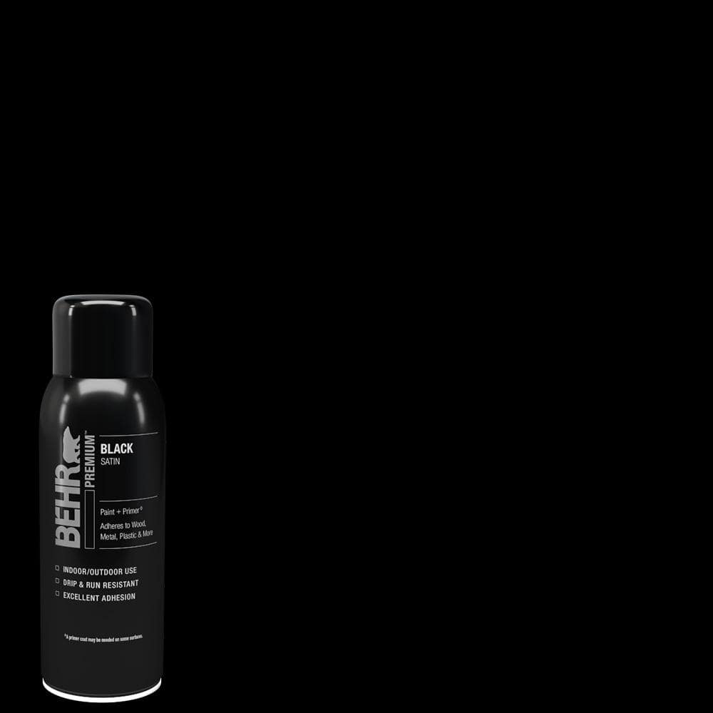 BEHR PREMIUM — 12 oz. Black Satin Interior/Exterior Spray Paint and Primer | Rental BEHR PREMIUM — 12 oz. Black Satin Interior/Exterior Spray Paint and Primer | Rental