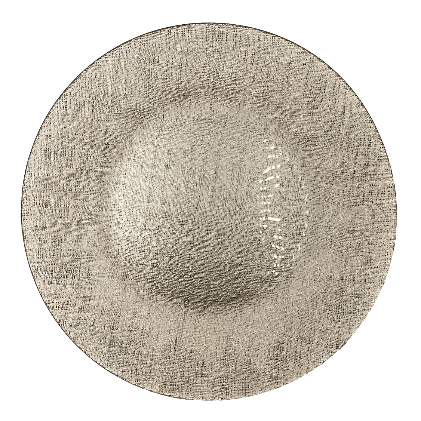 Linen – Glass Charger Plate in Champagne (Item # 0236) | Rental Linen – Glass Charger Plate in Champagne (Item # 0236) | Rental