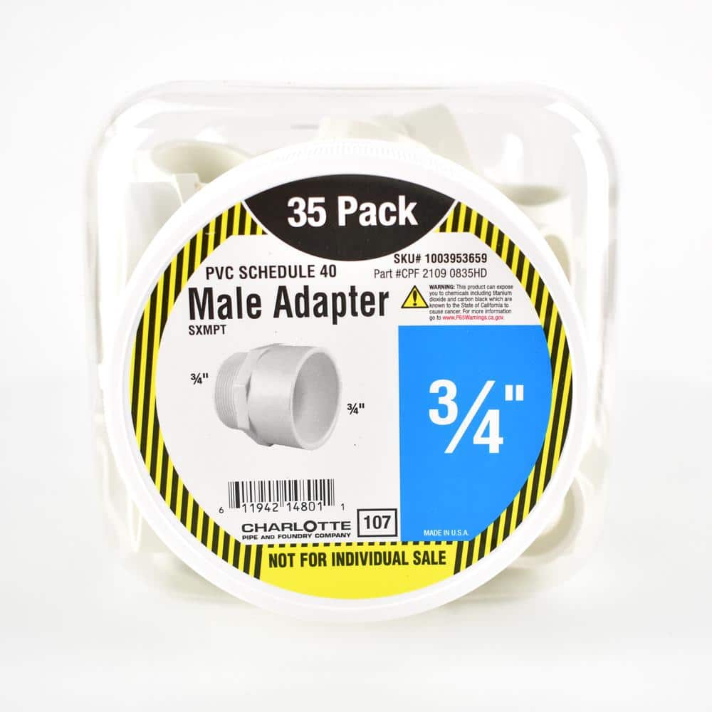Charlotte Pipe — 3/4 in. PVC Adapter S x M Pro Pack (35-Pack) | Rental Charlotte Pipe — 3/4 in. PVC Adapter S x M Pro Pack (35-Pack) | Rental