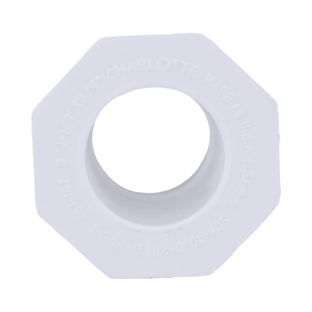 Charlotte Pipe — 1-1/4 in. x 3/4 in. PVC Schedule 40 Spigot x S Reducer Bushing Fitting | Rental Charlotte Pipe — 1-1/4 in. x 3/4 in. PVC Schedule 40 Spigot x S Reducer Bushing Fitting | Rental