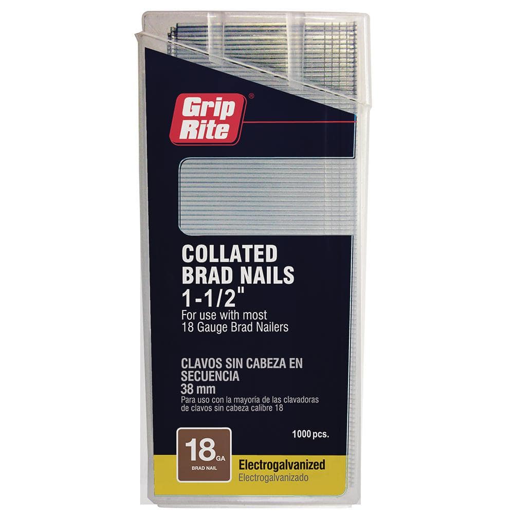 Grip-Rite — 1-1/2 in. x 18-Gauge Electrogalvanized Brad Nails 1000 per Box | Rental Grip-Rite — 1-1/2 in. x 18-Gauge Electrogalvanized Brad Nails 1000 per Box | Rental