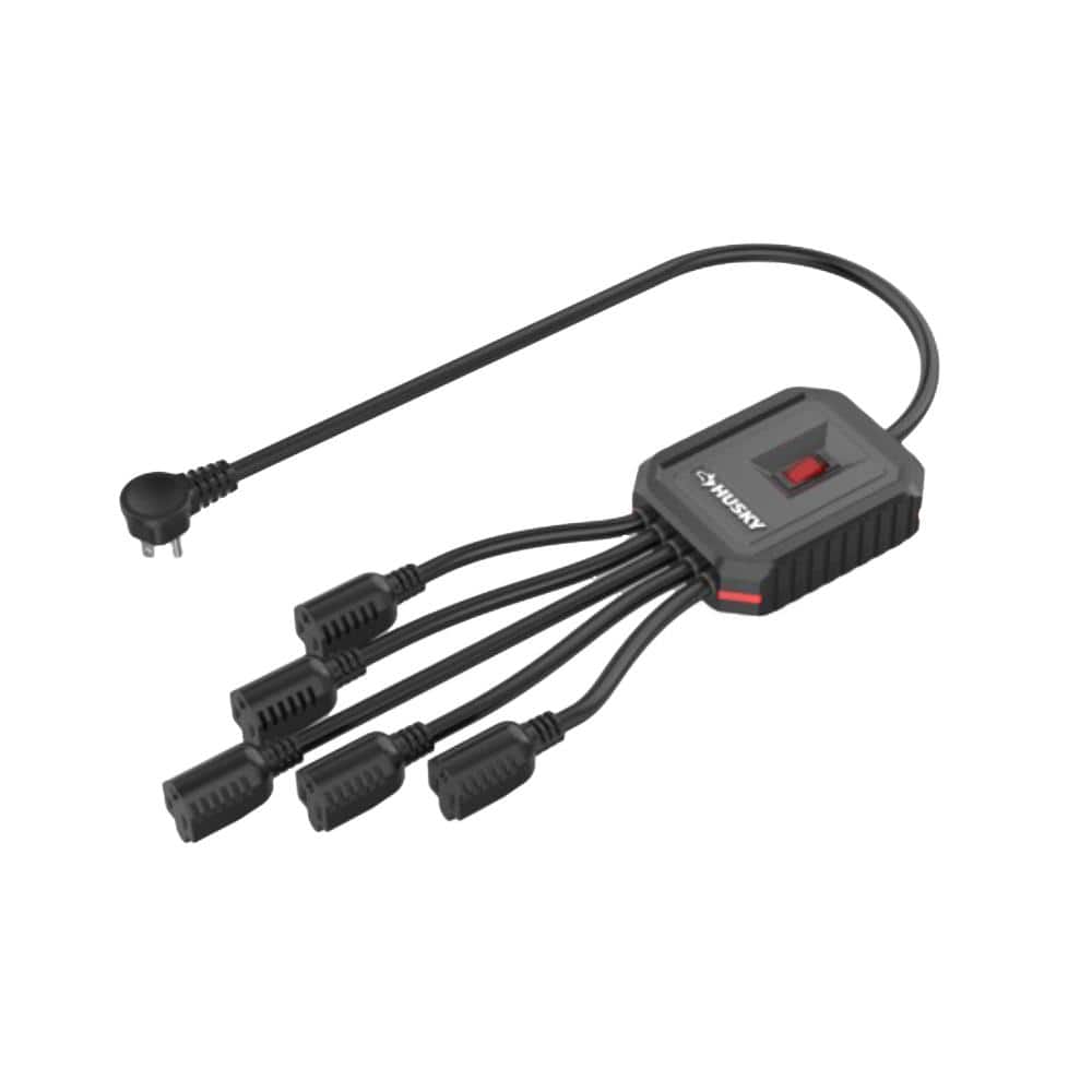 Husky — 3 ft. 5-Outlet Power Squid Adapter Extension Cord, Black | Rental Husky — 3 ft. 5-Outlet Power Squid Adapter Extension Cord, Black | Rental