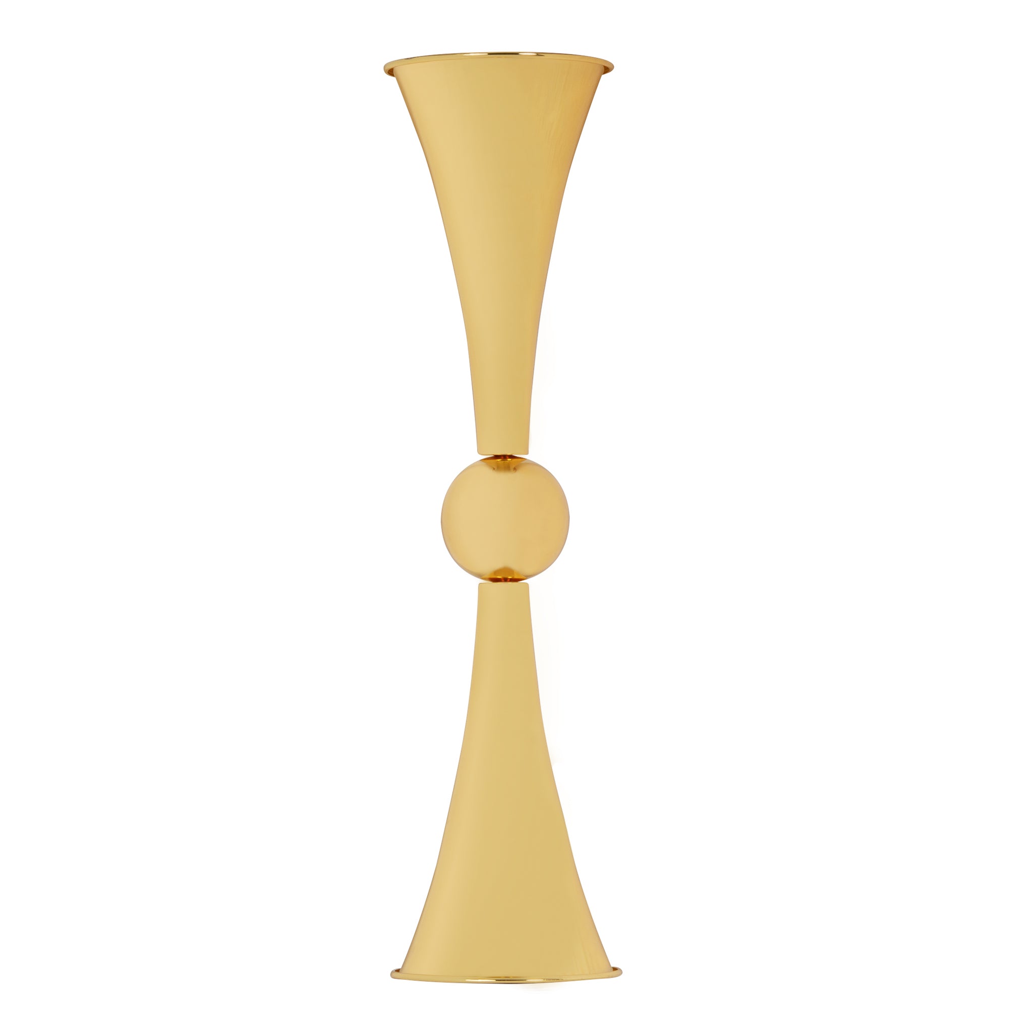 Metallic Reversible Riser Flower Centerpiece Vase 28″ Tall – Gold | Rental Metallic Reversible Riser Flower Centerpiece Vase 28″ Tall – Gold | Rental