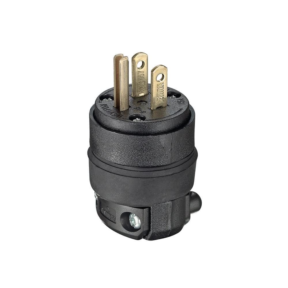 Leviton — 15 Amp 125-Volt Rubber Grounding Plug 515PR-R | Rental Leviton — 15 Amp 125-Volt Rubber Grounding Plug 515PR-R | Rental
