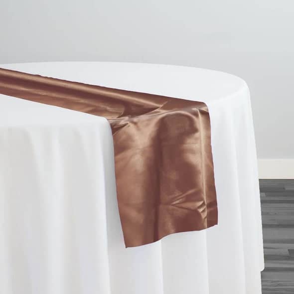 Bridal Satin Table Runner in Light Brown 051 | Rental Bridal Satin Table Runner in Light Brown 051 | Rental