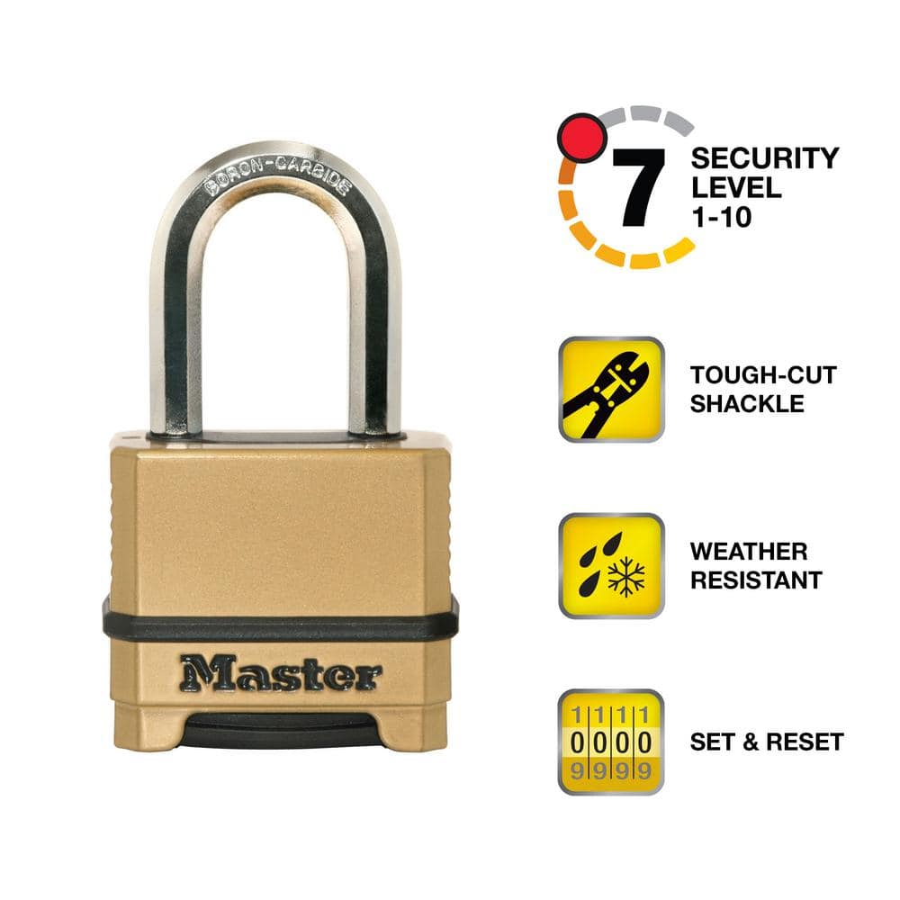 Master Lock — Heavy Duty Outdoor Combination Lock, Resettable, 1-1/2 in. Shackle | Rental Master Lock — Heavy Duty Outdoor Combination Lock, Resettable, 1-1/2 in. Shackle | Rental