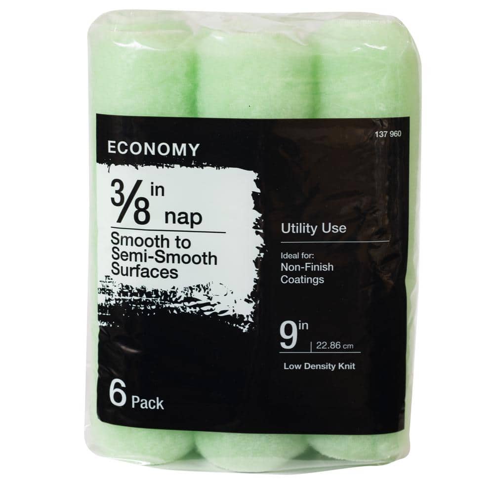 PRIVATE BRAND UNBRANDED — Economy 9 in. x 3/8 in. Knit Paint Roller Cover (6-Pack) | Rental