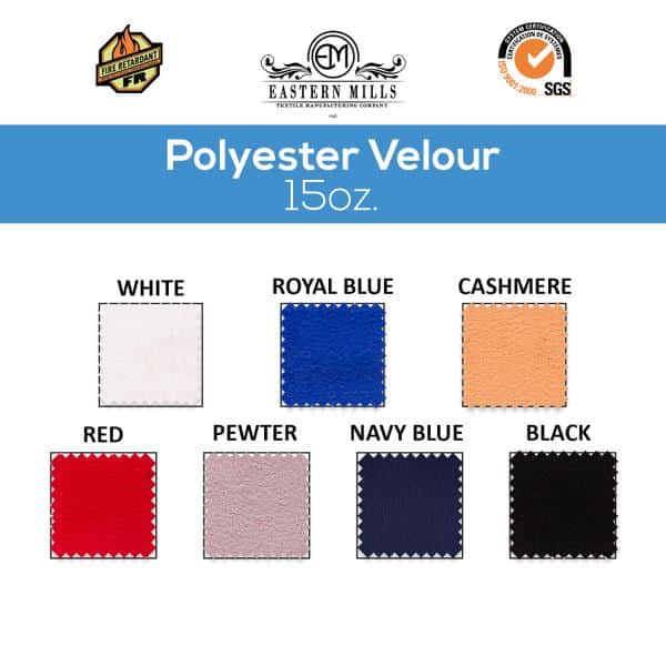 15oz. Fire Retardant Polyester Velour by the Yard – Economy Decorator Grade – 60″ Wide – Choice of Colors | Rental