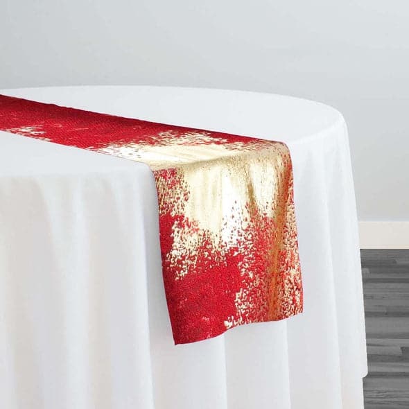 Element Jacquard Table Runner in Red and Gold | Rental Element Jacquard Table Runner in Red and Gold | Rental