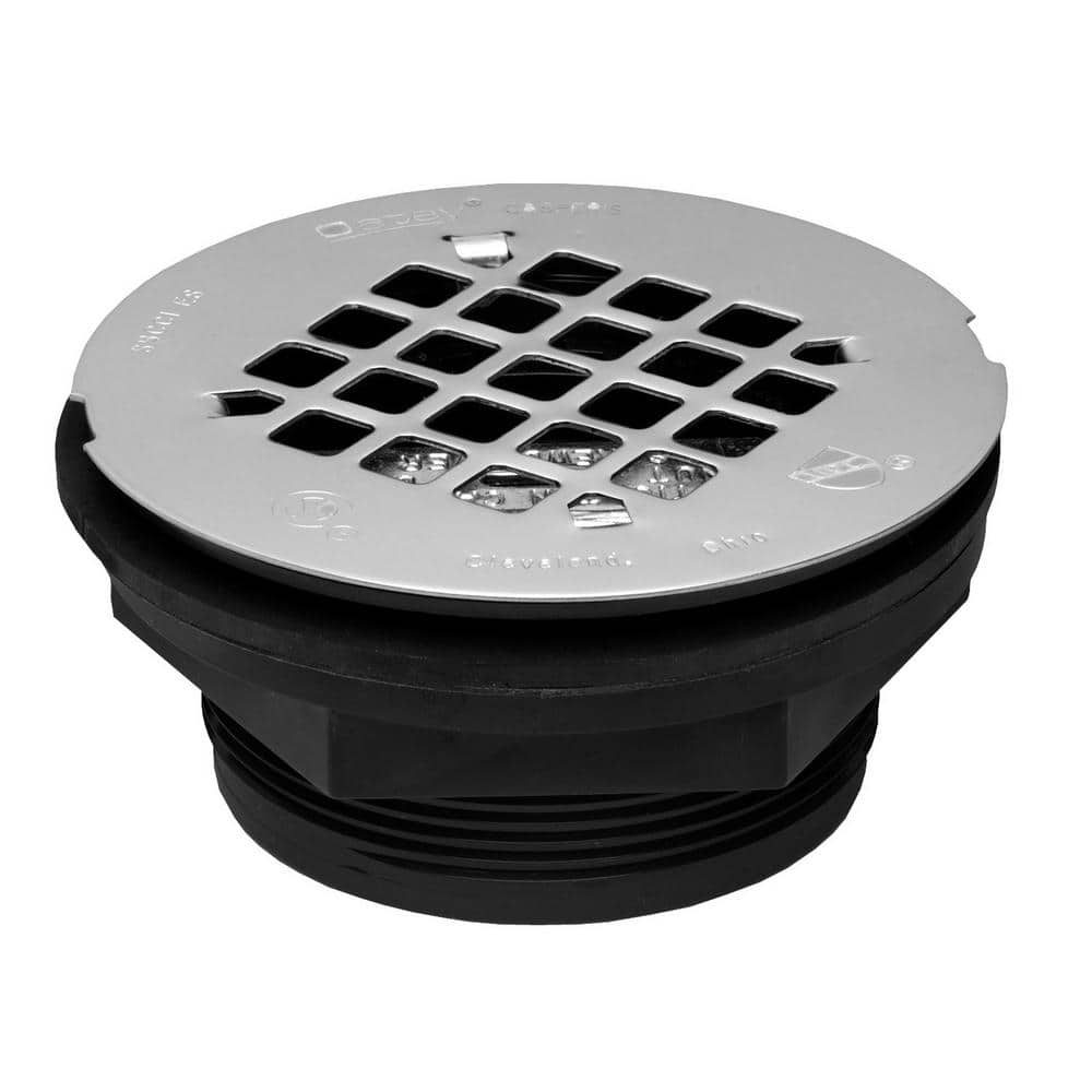 Oatey — Round No-Caulk Black ABS Shower Drain with 4-1/4 in. Round Snap-In Stainless Steel Drain Cover | Rental Oatey — Round No-Caulk Black ABS Shower Drain with 4-1/4 in. Round Snap-In Stainless Steel Drain Cover | Rental