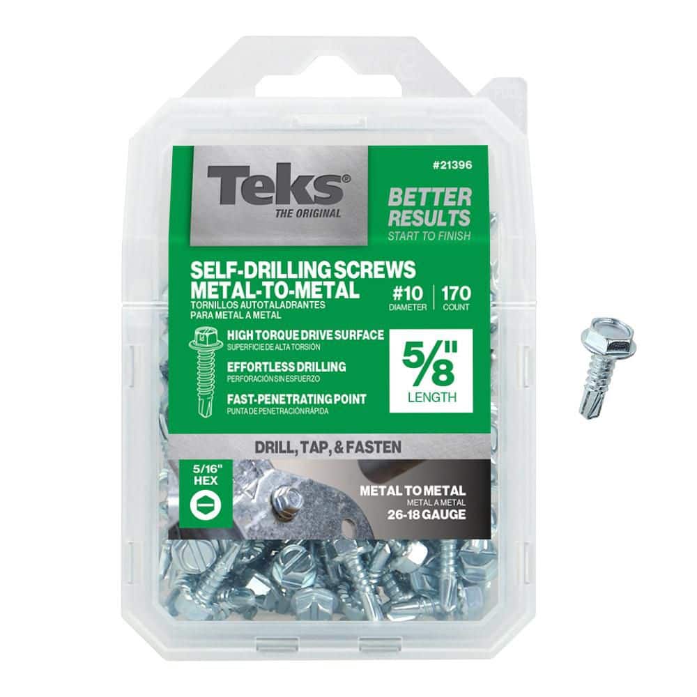 Teks — #10-16 x 5/8 in. Slot Hex Hi-Hat Serrated Drill Point Screw (170-Pack) | Rental