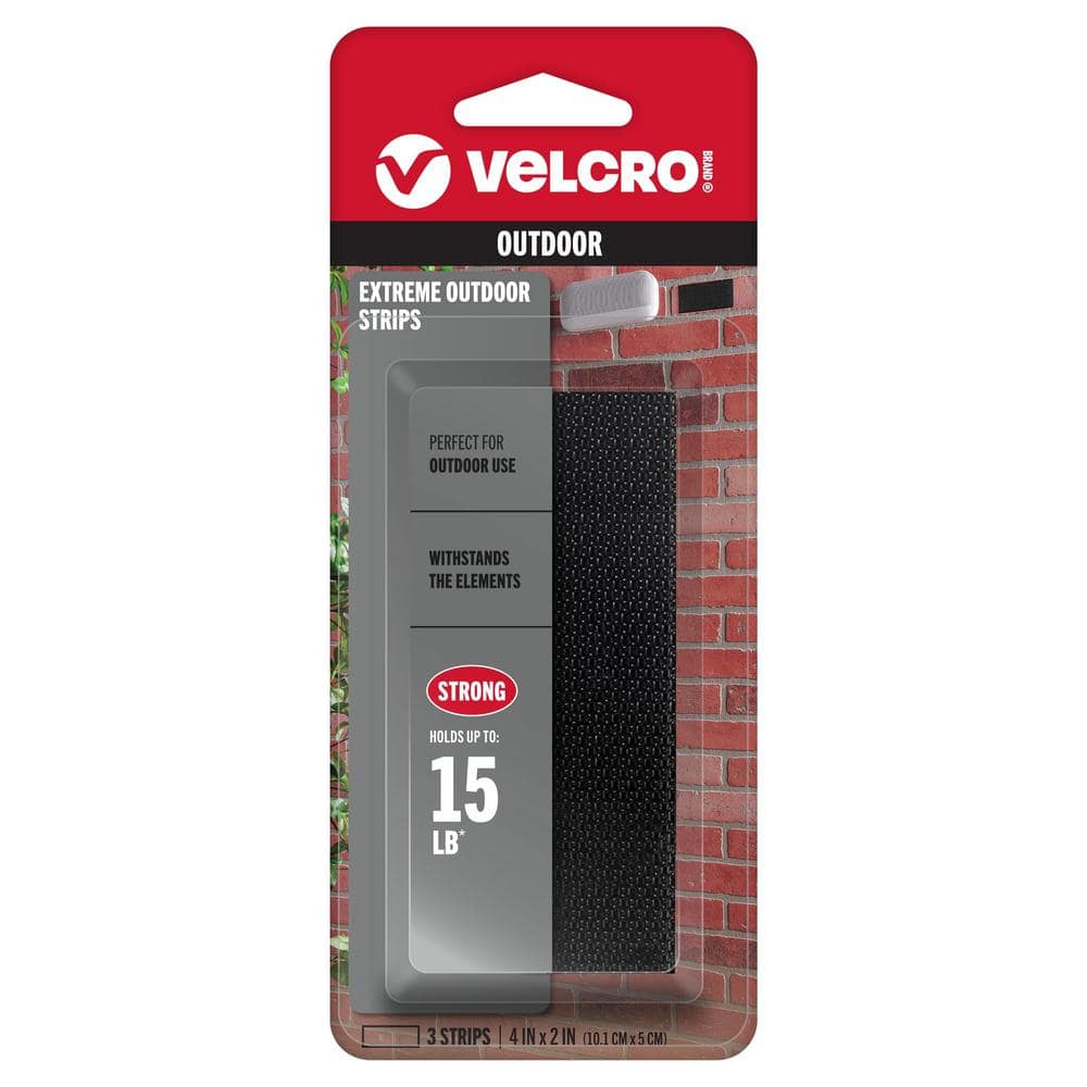 VELCRO — 4 in. x 2 in. Extreme Outdoor Strips in Black (3-Pack) | Rental