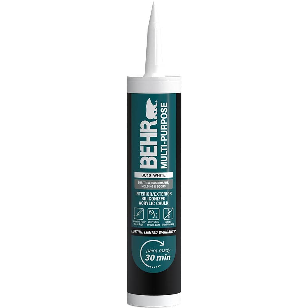 BEHR — Multi-Purpose 10.1 fl. oz. White Siliconized Acrylic Latex Caulk | Rental BEHR — Multi-Purpose 10.1 fl. oz. White Siliconized Acrylic Latex Caulk | Rental