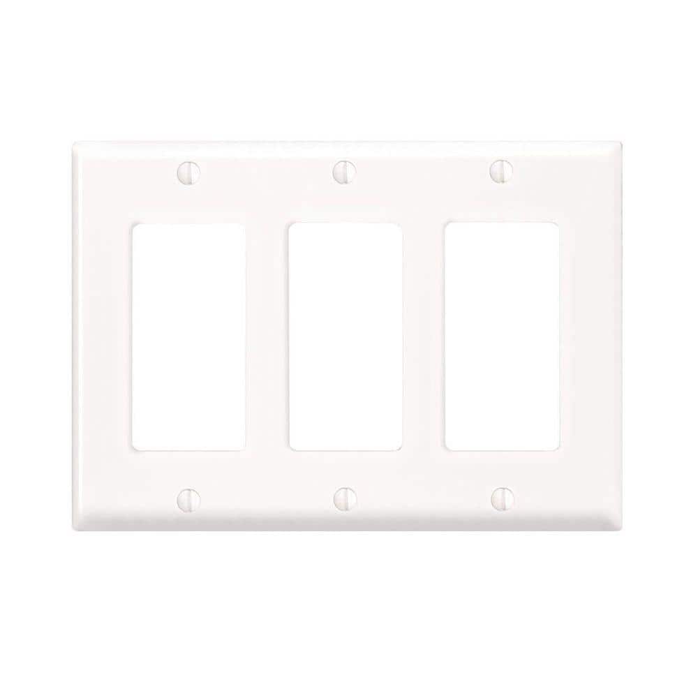 Leviton — 3-Gang White Decora/Rocker Plastic Standard Wall Plate (1-Pack) 80411-W | Rental Leviton — 3-Gang White Decora/Rocker Plastic Standard Wall Plate (1-Pack) 80411-W | Rental