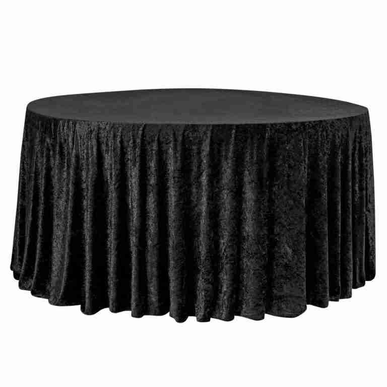 Velvet 108″ Round Tablecloth – Black | Rental