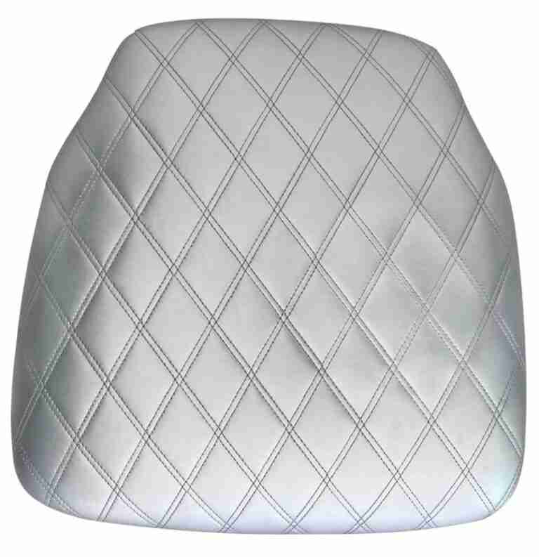 Silver Vinyl Panel Back Chiavari Cushion with Bentley Stitching and SlipNot™ Technology | Rental